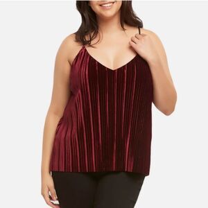 NWT Plus Size Maren Velvet Pleated Spaghetti Strap Tank Top, Size 4X